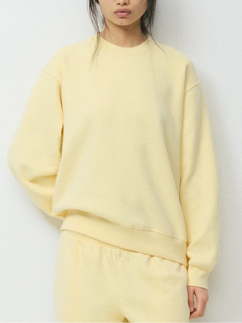 Aritzia TNA Extra Fleece Boyfriend Butter Yelliw Crewneck Sweater